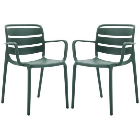Lot de 2 fauteuils de jardin empilables en polypropylène - Vert sapin - MOAH de MYLIA (1/5)
