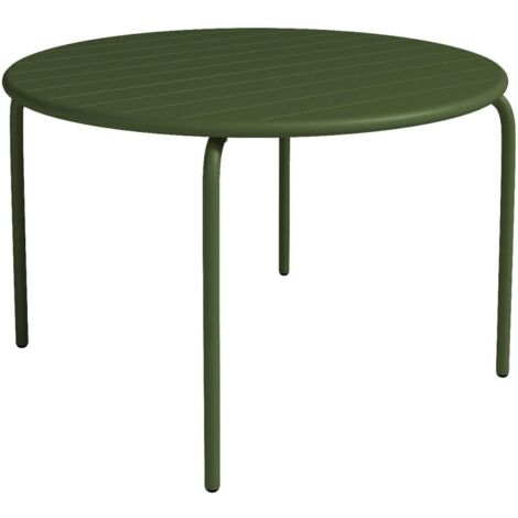 Table de jardin ronde D.110 cm en métal - Kaki - MIRMANDE de MYLIA (1/4)