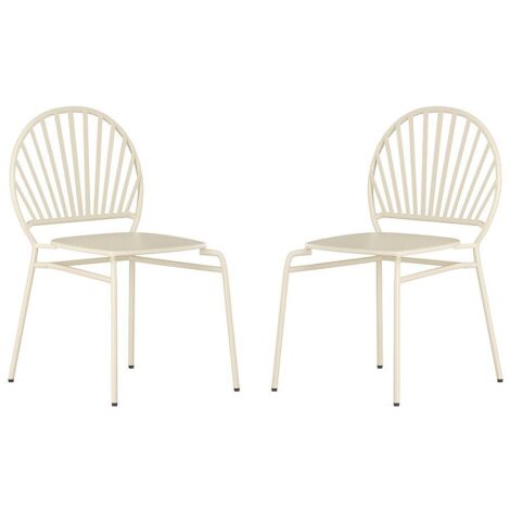Lot de 2 chaises de jardin empilables en métal - Beige - CEDEIRA de MYLIA (1/5)