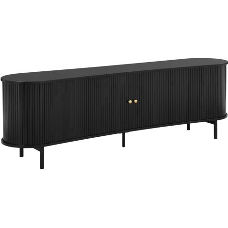 Meuble TV avec 2 portes coulissantes en MDF - Noir - SEVATO (1/5)