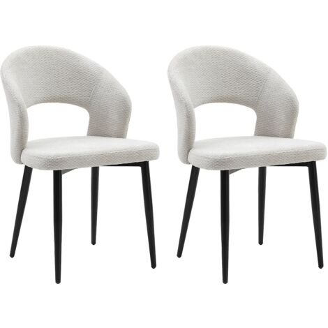 Lot de 2 chaises en tissu et métal noir - Gris - NIYAMA (1/5)