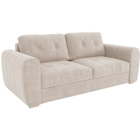 Canapé 4 places convertible express en tissu beige - Couchage 160 cm - Matelas 14 cm BOLIPO (1/5)
