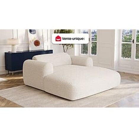Méridienne 2 places en tissu bouclette blanc POGNI de Maison Céphy
