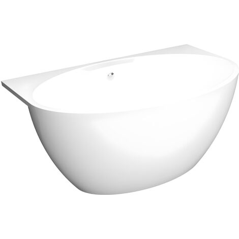 Baignoire semi-îlot ovale - 197 L - 151 x 94 x 60 cm - Blanche - Acrylique - PAGRUS (1/5)