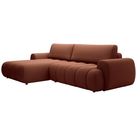 Canapé d'angle gauche convertible en tissu terracotta FRIDORA (1/5)