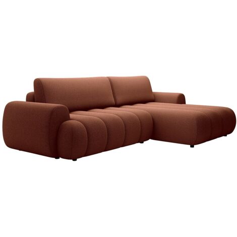 Canapé d'angle droit convertible en tissu terracotta FRIDORA (1/5)