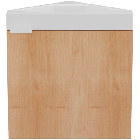 Meuble lave-main d'angle suspendu naturel clair - 56 cm - MANODO (1/5)