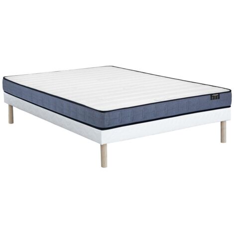 Ensemble 140 x 190 cm sommier tapissier + matelas ressorts ensachés ép.19cm - DAYNI de YSMÉE