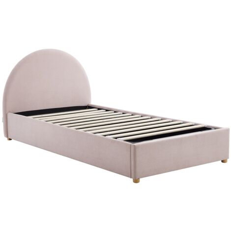 Lit coffre 90 x 190 cm - Velours côtelé - Rose - LIRIMO (1/5)