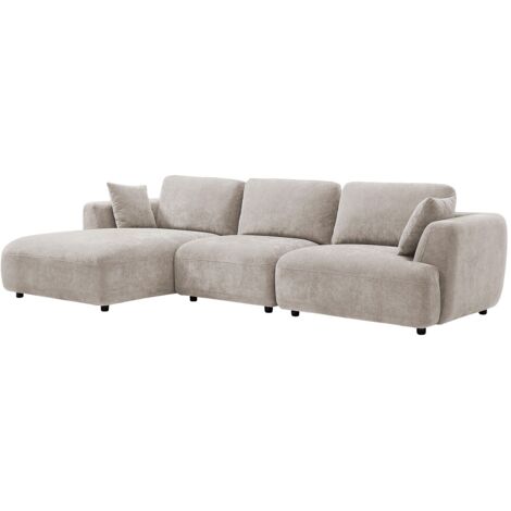 Canapé d'angle gauche en tissu beige TINDRALO (1/5)