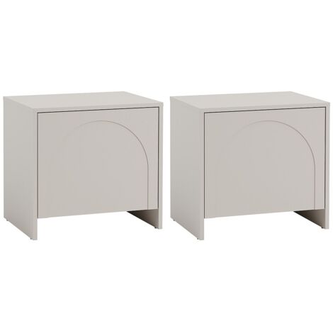 Lot de 2 tables de chevet avec 1 porte - Beige - NALYRA de Maison Céphy (1/5)