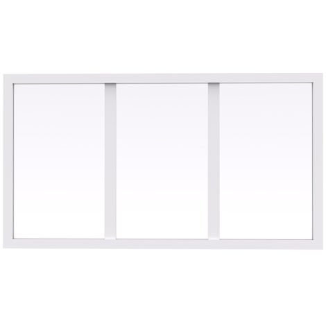 Vente-Unique – Imposte atelier en aluminium thermolaqué blanc – Dimensions L73 x H40 cm – Verre trempé 4mm – Finition mat pour intérieur