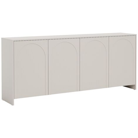 Vente-Unique – Buffet 4 portes en mdf mélaminé beige – Dimensions 198x85x40 cm – Mécanisme push to open – Éco-responsable, fabriqué en Europe (1/5)