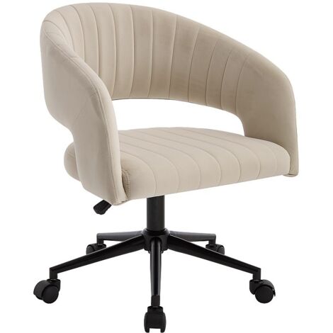 Chaise de bureau en velours - Beige et noir - Hauteur réglable - TIRIESI de Pascal Morabito
