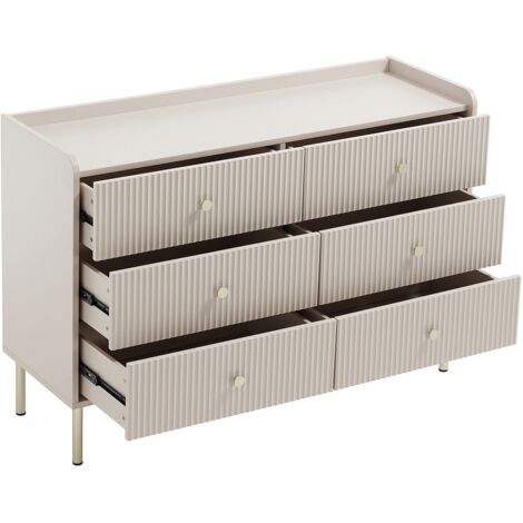 Commodes 6 tiroirs – Beige et doré - LUNAOR