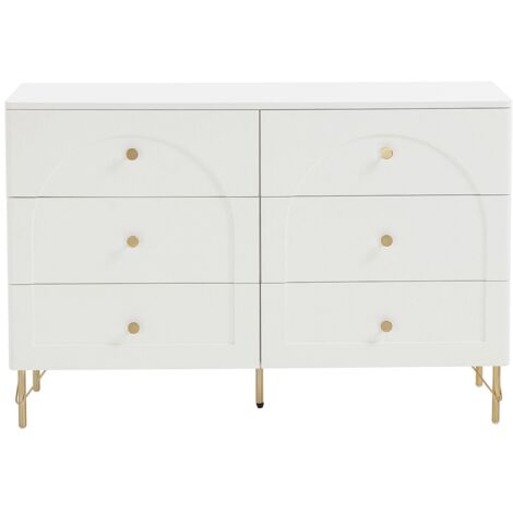 Commode 3 Tiroirs Blanc Brillant 80x75x40 Cm | Meuble De Rangement Pour Chambre, Salon, Bureau - Design Moderne, Facile à Assembler