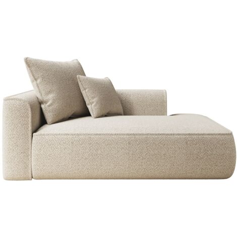 Méridienne droite en tissu chenille beige PINETA