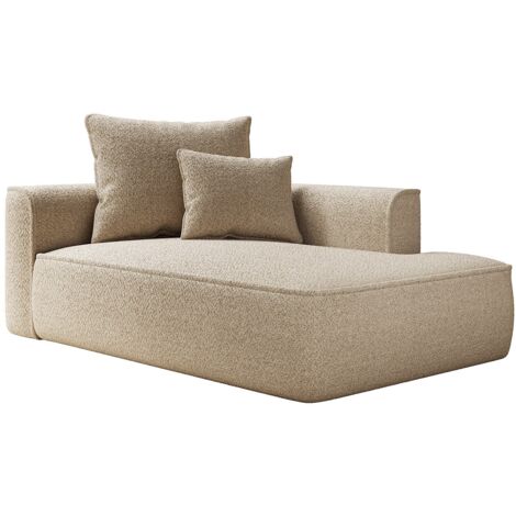 Méridienne droite en tissu chenille taupe PINETA