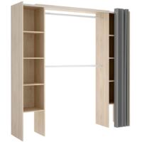 Mobimarket – Dressing extensible DORIAN 110/180 cm – 2 penderies – 10 niches – Panneau de particule mélaminé – Éco-responsable – Montage facile
