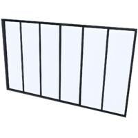 Vente-Unique – Verrière atelier en aluminium noir 180 x 105 cm – Verre trempé 4 mm – Pose en tunnel – Pour intérieur lumineux