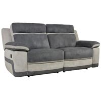 Vente-Unique – Canapé relax 3 places en microfibre anthracite – Accoudoirs – Inclinaison 135° – Garnissage haute résilience – Charge max 360 kg