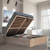 Lit coffre 160 x 200 cm – Naturel clair – Panneau de particule mélaminé – Cadre à lattes – Éco-responsable fabriqué en Europe – Weber Industries