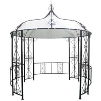 Vente-Unique – Kiosque de jardin en métal acier noir 300 x 305 cm – Revêtement en poudre – Toit polyester 180g/m² – Surface 7.06 m²