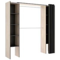 Dressing extensible DORIAN – Largeur 110/180 cm – Hauteur 205 cm – Panneau de particule mélaminé – 8 lingères et 2 penderies – Dekit