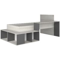 Vente-Unique – Lit combiné 90 x 200 cm avec bureau et rangements – Panneau mélaminé – Réversible et modulable – Éco-responsable fabriqué en Europe