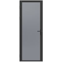 Bloc porte réversible en aluminium et verre trempé fumé - H204 x L93 cm - Noir - LOXTON