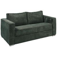 Canapé 3 places convertible express en velours côtelé vert sapin - Couchage 140 cm - Matelas 22 cm avec mémoire de forme LORETO