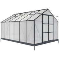 Serre de Jardin en polycarbonate de 13 m² avec embase - Anthracite - KALIDA