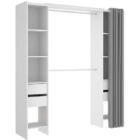 Dressing modulable extensible 110-178 cm – Blanc – Panneau de particule mélaminé – 4 tiroirs et 2 penderies – Éco-responsable – Dekit