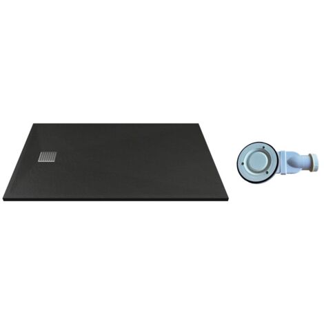 Aufsatz- oder Einbauduschtasse - Kunstharz - mit Siphon - Schwarz - 120 x 80 cm - MIRNOSA