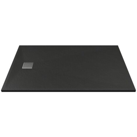 Aufsatz- oder Einbauduschtasse - Kunstharz - mit Siphon - Schwarz - 120 x 80 cm - MIRNOSA