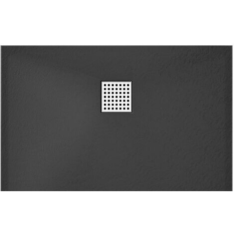 Aufsatz- oder Einbauduschtasse - Kunstharz - mit Siphon - Schwarz - 120 x 80 cm - MIRNOSA