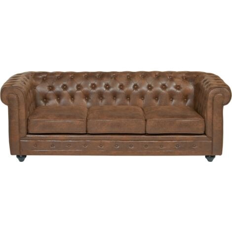 Sofa 3-Sitzer - Microfaser - Vintage-Look - CHESTERFIELD