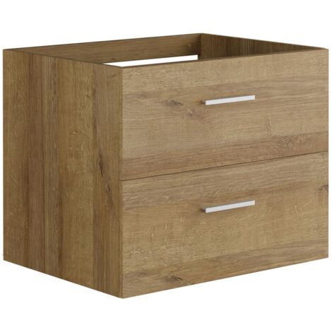 UEV Waschbeckenunterschrank Hängend 80cm - Badezimmerschrank Mit 2 Soft-Close Schubladen In Natur