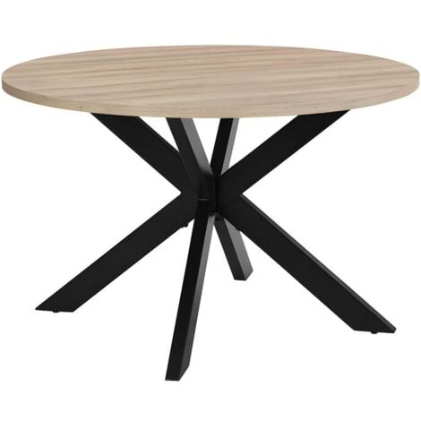 Esstisch - 4 Personen - MDF & Metall - Eichefarben & Schwarz - TILKI