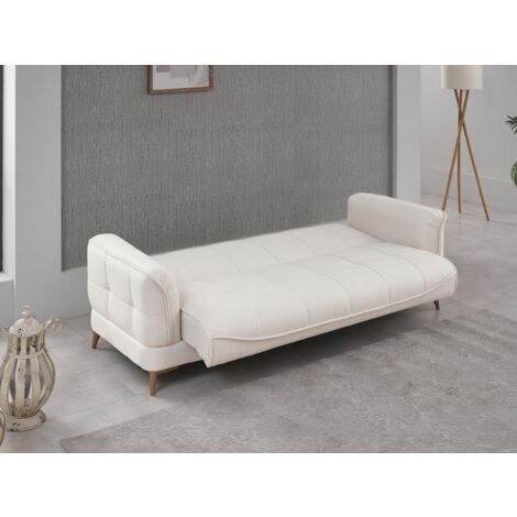 JIEXI 3-Sitzer Schlafsofa Elfenbeinweiß - Klappsofa Mit Schlaffunktion 190x75cm