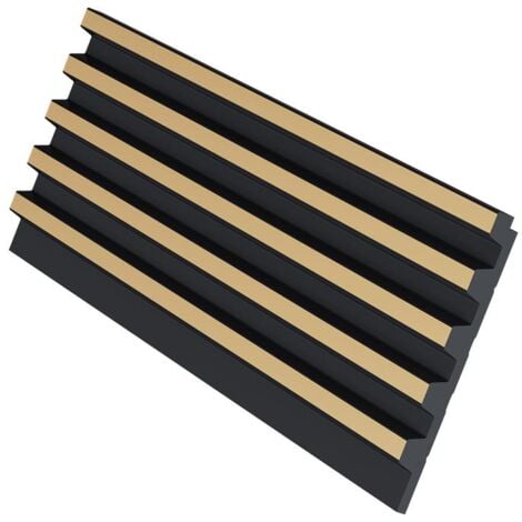 Panel mural 3D - Pack de 2,83 m² - Negro y dorado - Juego de 8 piezas - CLINTON
