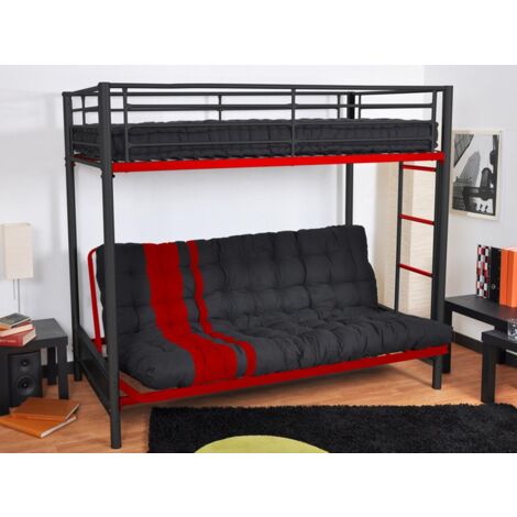 Futón MODULO - Colchón para sofá cama - 135x190  cm - Negro y rojo