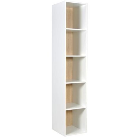 Armario esquinero modular - L84,5 cm - Blanco y natural - TAMOKA