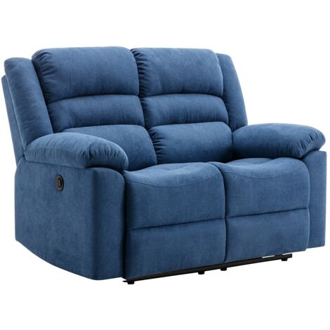 Divano 2 posti relax elettrico in Tessuto Blu - BUROLO