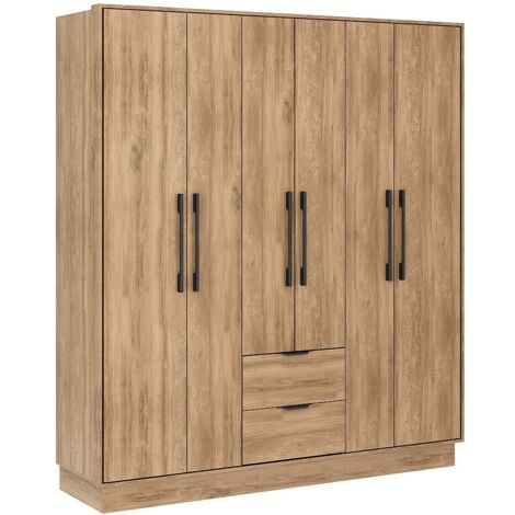 Armadio 6 ante e 2 cassetti L162 cm Naturale - FEOVA