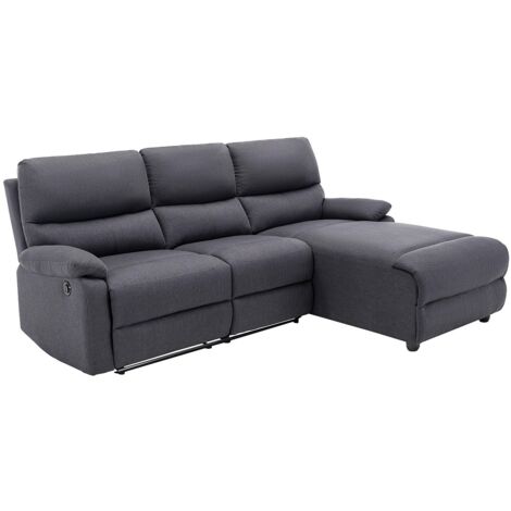 Divano angolare relax elettrico in Tessuto Antracite - Angolo a destra - LUNANO