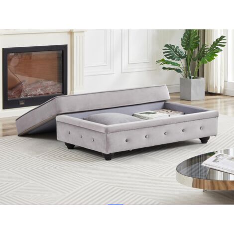 Pouf contenitore in Velluto Grigio - CHESTERFIELD