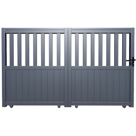 Cancello scorrevole in kit L343 x H140 cm Alluminio traforato Antracite - TARNOS II
