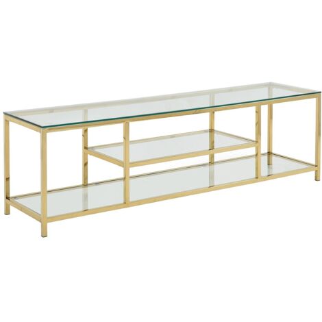 Mobile TV Relaxdays - 3 Ripiani In Vetro Temperato, Design Moderno