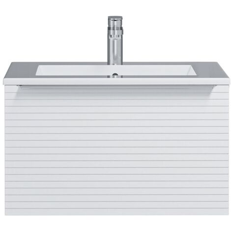 Mobili Per Bagno Sospeso Scanalato Con Lavabo Singolo Da Incasso 60 Cm Bianco Latoma 69098954